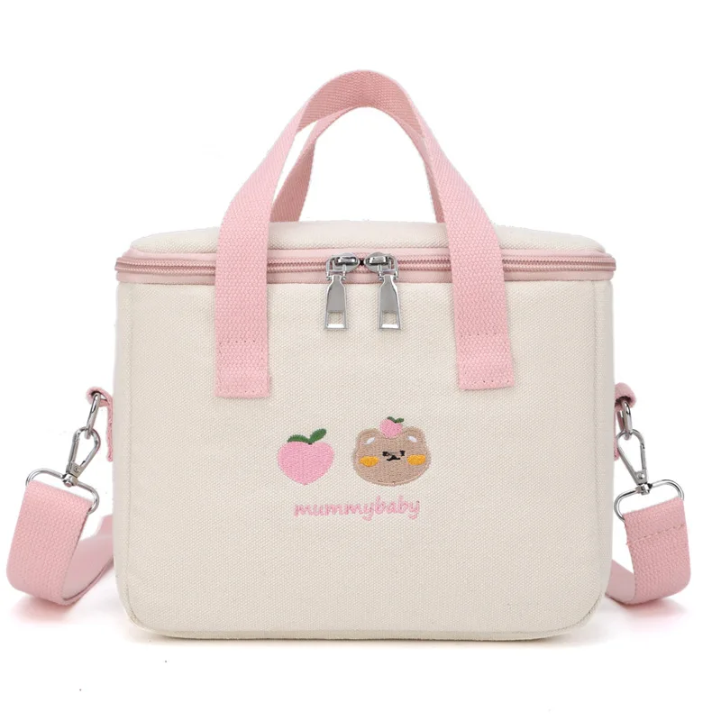 

Korean Fashion Bear Lunch Bag Women Girls Large Capacity Canvas Shoulder Crossbody Lunch Box Portable Food Storage Bags