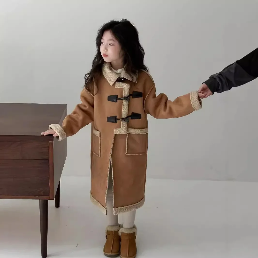 Пальто для девочек 2024 зимняя новая детская одежда детское пальто в иностранном