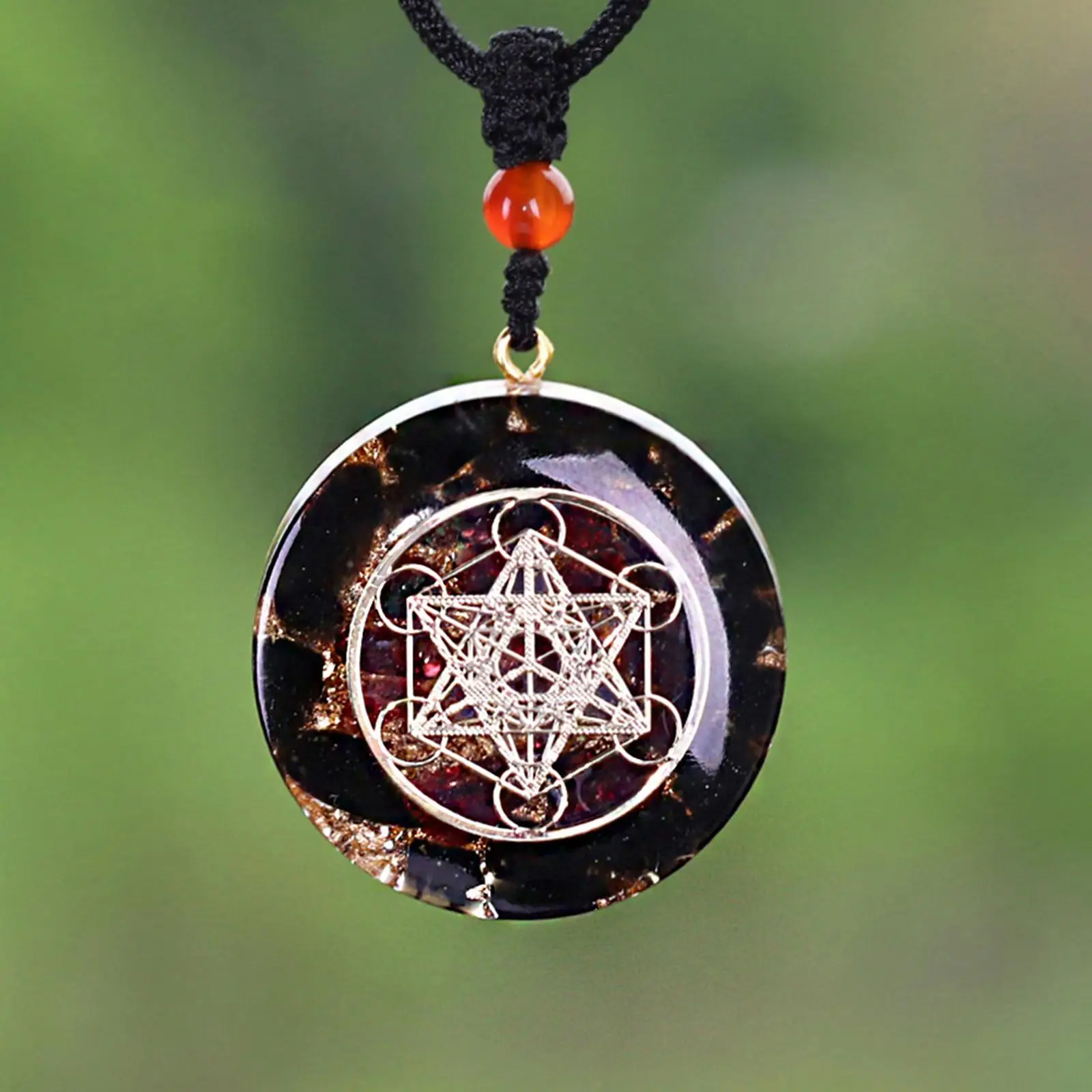 

Crystal Stone Pendant Necklace, Adjustable Resin Chip Stones Pendants, for Women