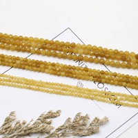 natural crystal stone beads round shape faceted topaz stone yellow jade bead charm for jewelry making necklace bracelet earrings