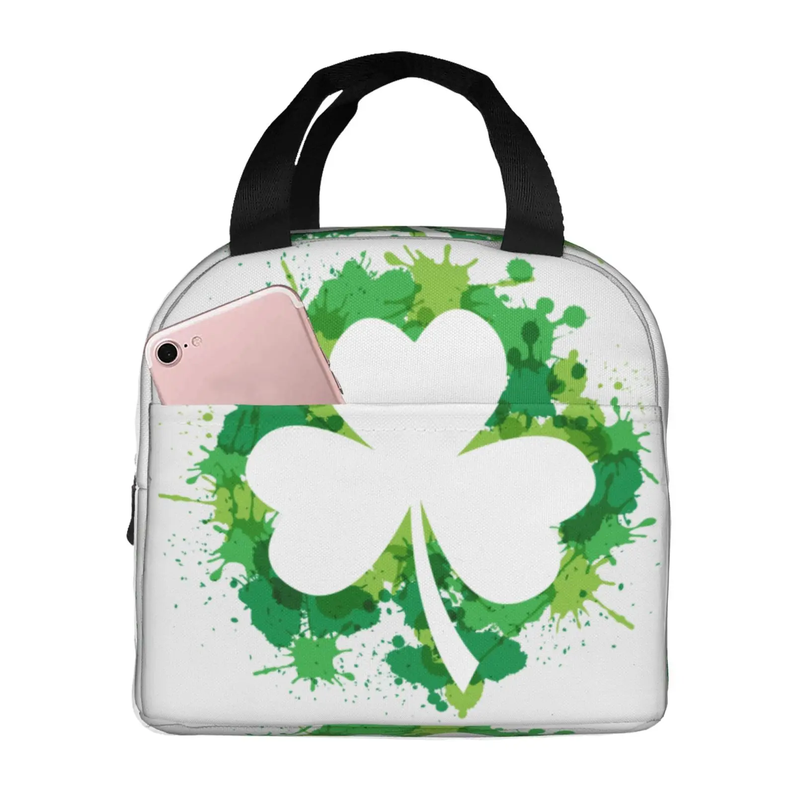 

Watercolor Clover St.Patrick Day Insulation Lunch Bags for Kids Men Women Lunch Bag for Work School Picnic Beach Bento Cute Bag