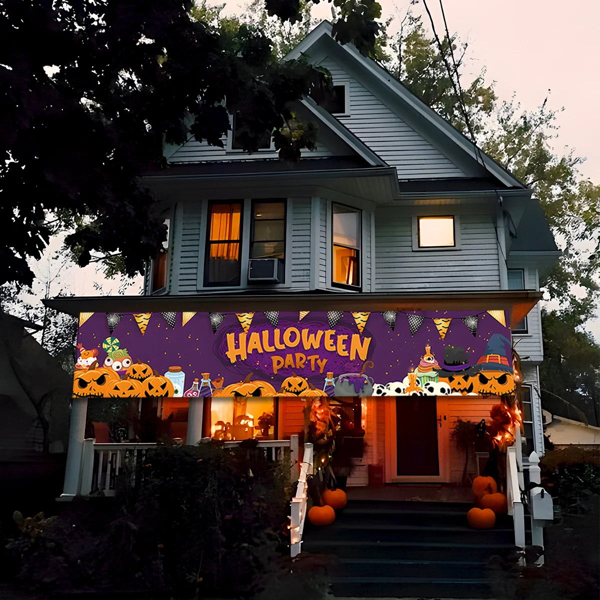 250x40 см Счастливый Хэллоуин декорация кровавая летучая мышь Тыква призрак печать