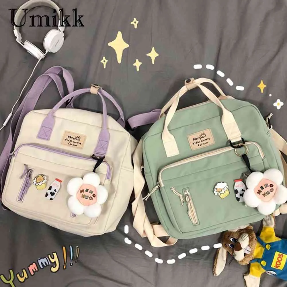 

Women Cute Patchwork Hit Color Large Capacity Rucksack Women Multi-Function Backpack Ladies School Bag