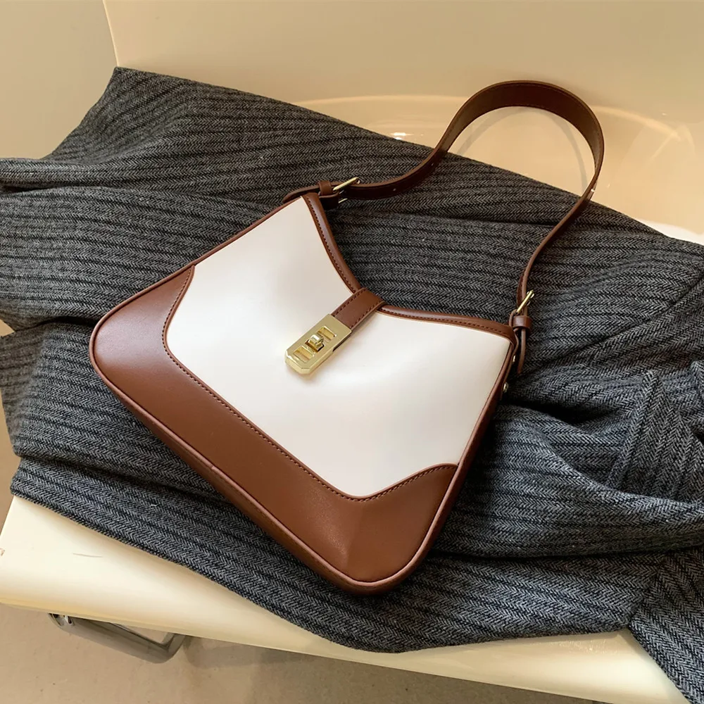 

Burminsa Contrast Color Shoulder Bags For Women 2022 Winter Fashion Designer Large Capacity Crossbody Purse Tote Ladies Handbags