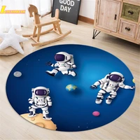 cartoon rocket astronauta kids room bedroom livingroom 3d round floor mat teen room rug cute crawling play mat bedside carpet