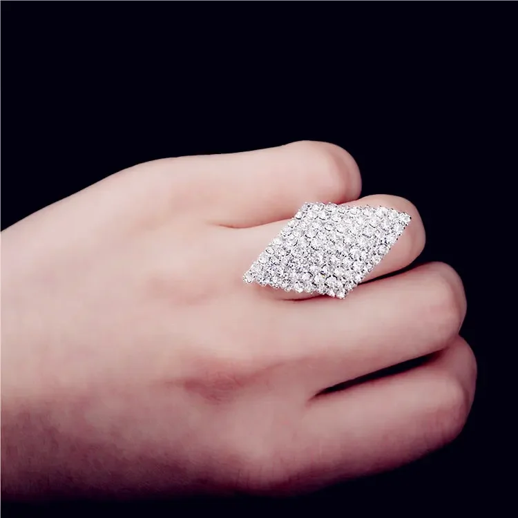 Кольцо iMiXBOX с ромбом и кристаллами Austra серебряное кольцо 925 CZ со стразами