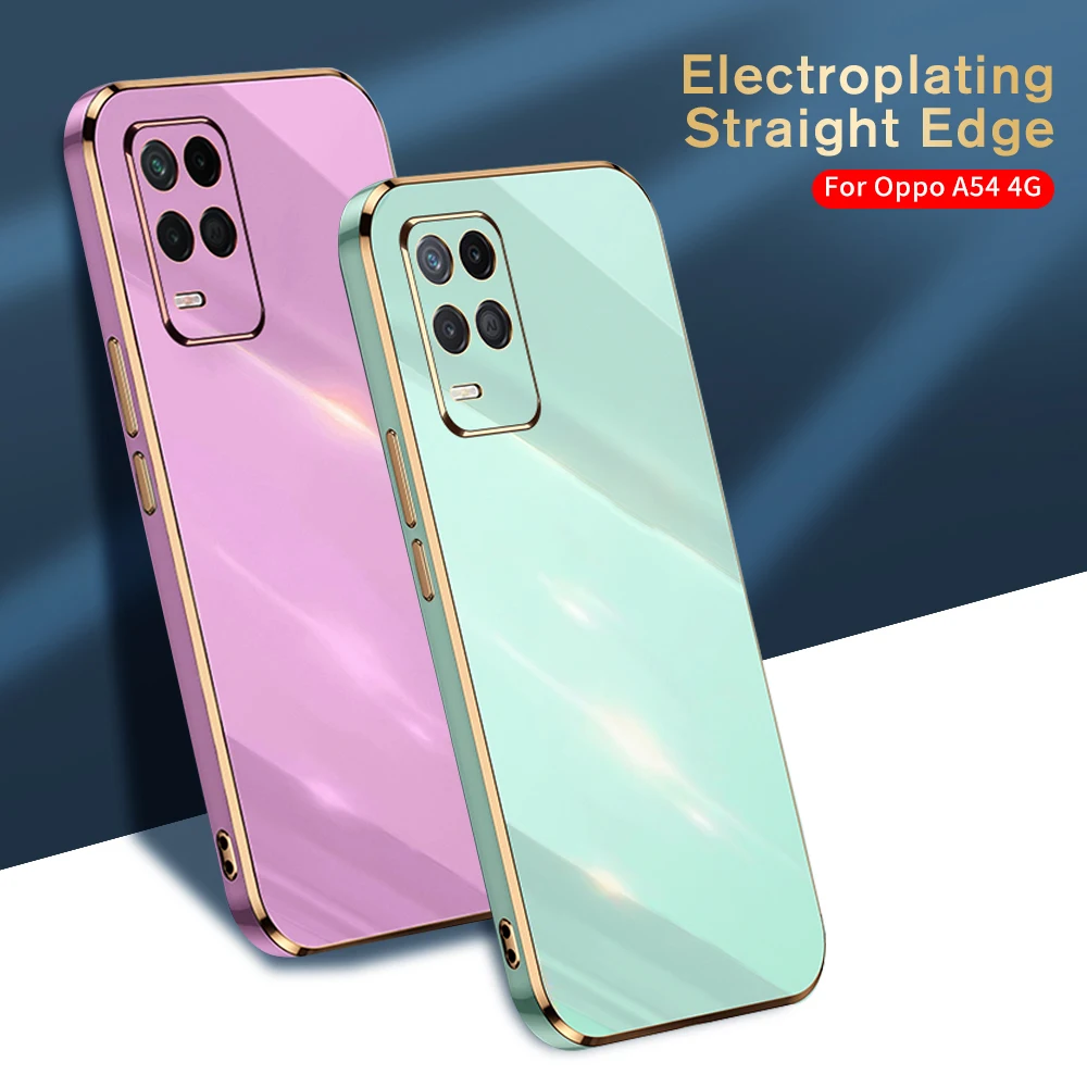 Роскошный чехол с гальваническим покрытием для Oppo A54 6,51 дюйма, Мягкая силиконовая Защита объектива для Oppo Appo A 54 A54 CPH2239, оболочка