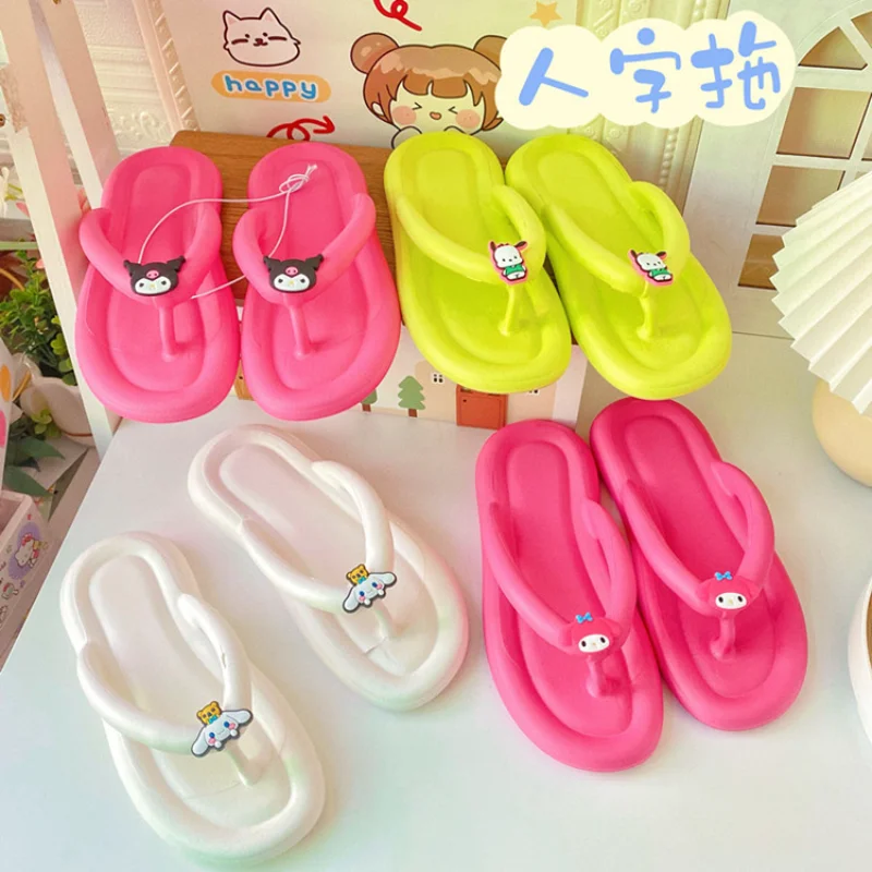 

Sanrio My Melody Cinnamoroll Kuromi Hello Kitty Shin-chan Slippers Summer Beach Eva Soft Sole Sandals Leisure Anti-slip Shoes