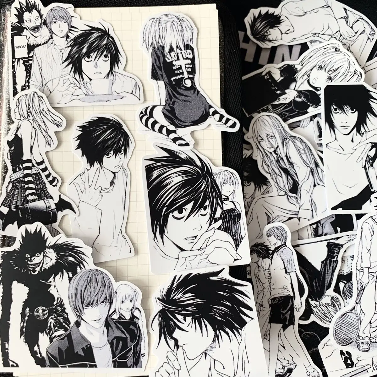 

Death note Stickers Japanese Manga Stickers Death Note Stickers Black White Waterproof Laptop Decora Night God Moon L Monochrome