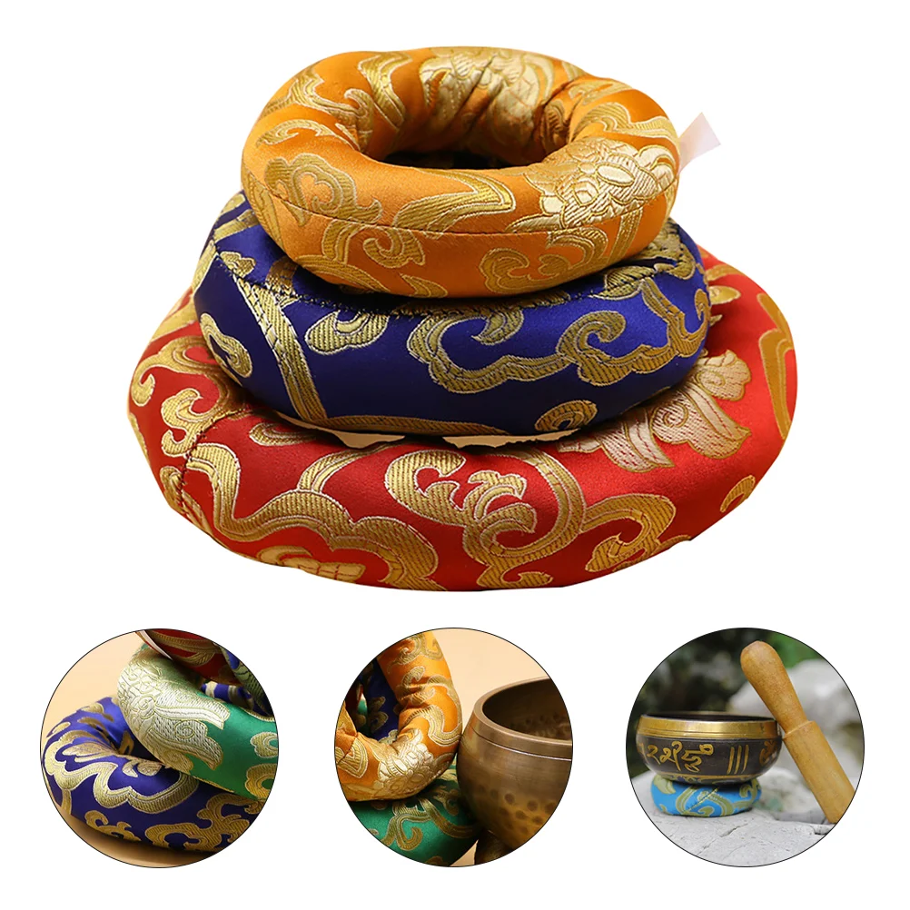 

Bowl Singing Cushion Tibetanring Pillow Sound Silk Mat Meditation Pad Holder Bowls Brocade Chakra Gift Yoga Setbuddhism Nepal