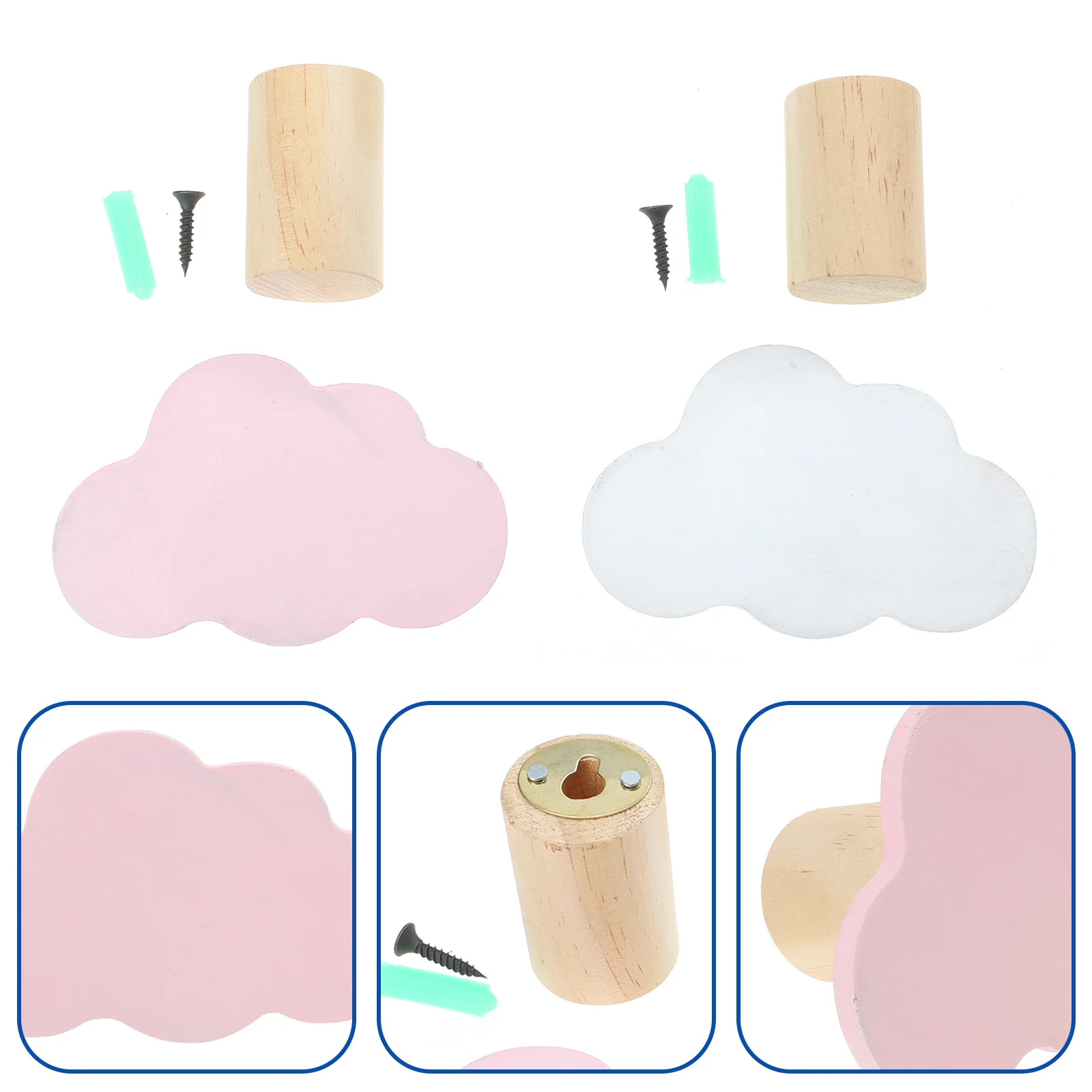 

2PCS Home Coats Hangers Children Room Hanging Hooks Decorations Cartoon Cloud Hooks