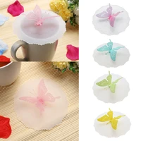 colorful lovely 3d butterfly silicone cup cover dustproof seal lid glass ceramic plastic mug cap creative cute butterfly mug lid