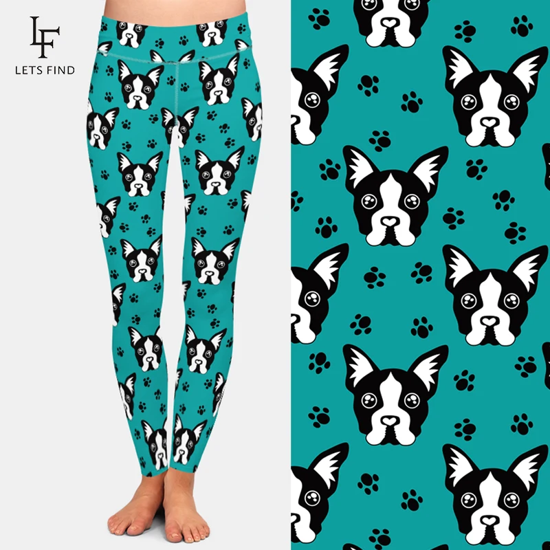 LETSFIND New Fashion Women Fitness Leggings Elastic High Waist 3D Cute Cartoon Dogs and Dog's Paw Print Girl Leggings