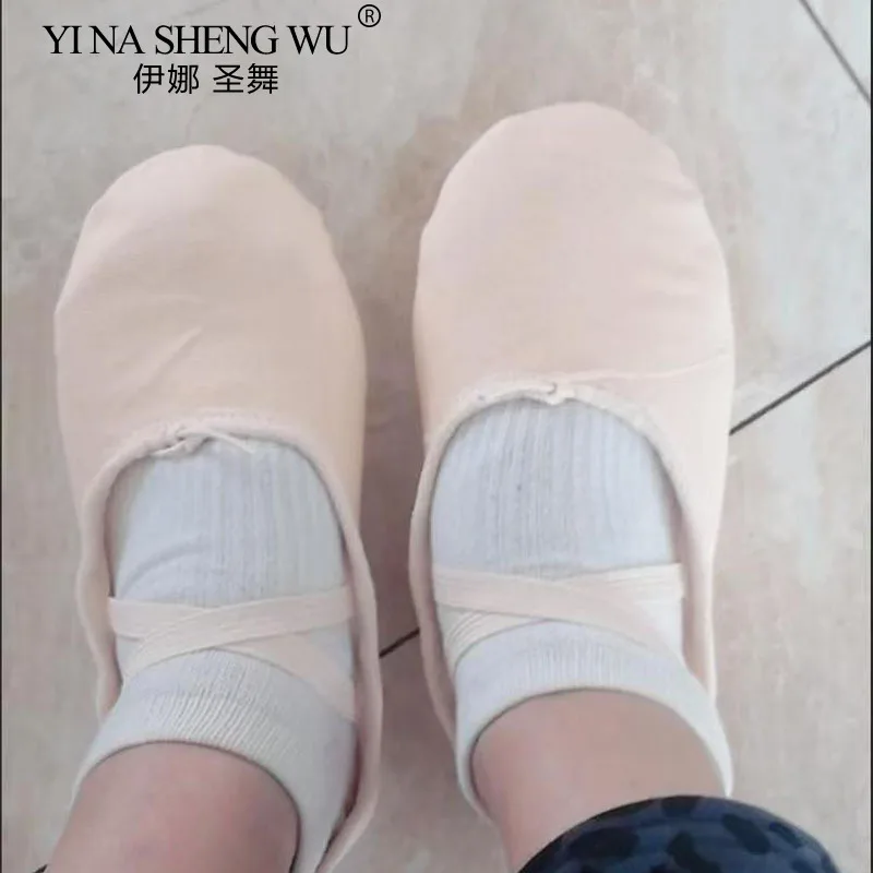 Новые балетки парусиновые тапочки для девочек танцевальные с разделенной