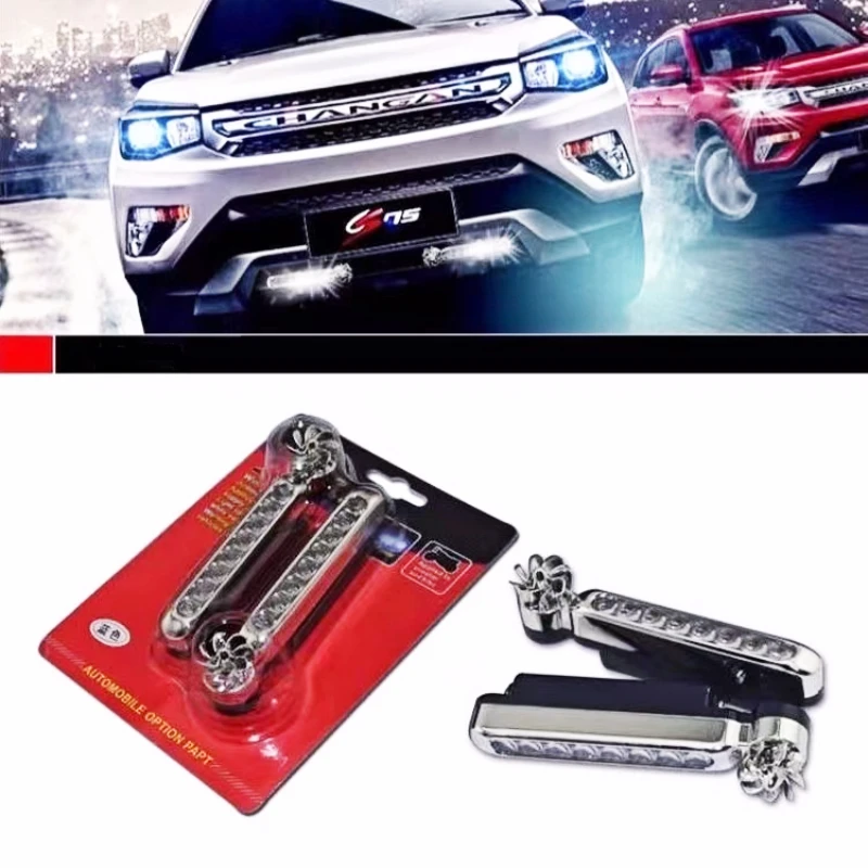 

Car Wind Powered DRL DayTime Running Light 8 LED Auxiliary Lighting Headlight Rotation Fan Power Automobile Lamp