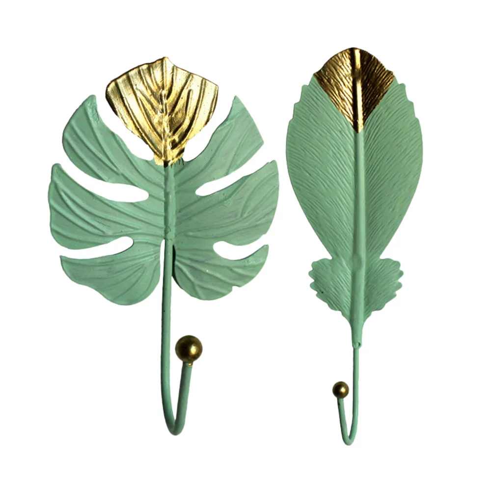 

2pcs Iron Art Storage Hooks Delicate Home Leaf Decorative Storage Hooks