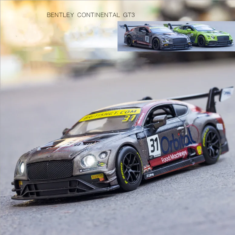 

1:32 BENTLEY GT3 Die-Cast Vehicles Alloy Car Model Sound and Light Pull Back Car Model Collection Car Toys