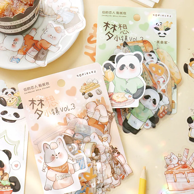 

40 шт. декоративные водонепроницаемые наклейки с милыми животными и городом мечты, материал для скрапбукинга, этикетка, дневник, чашка, телеф...