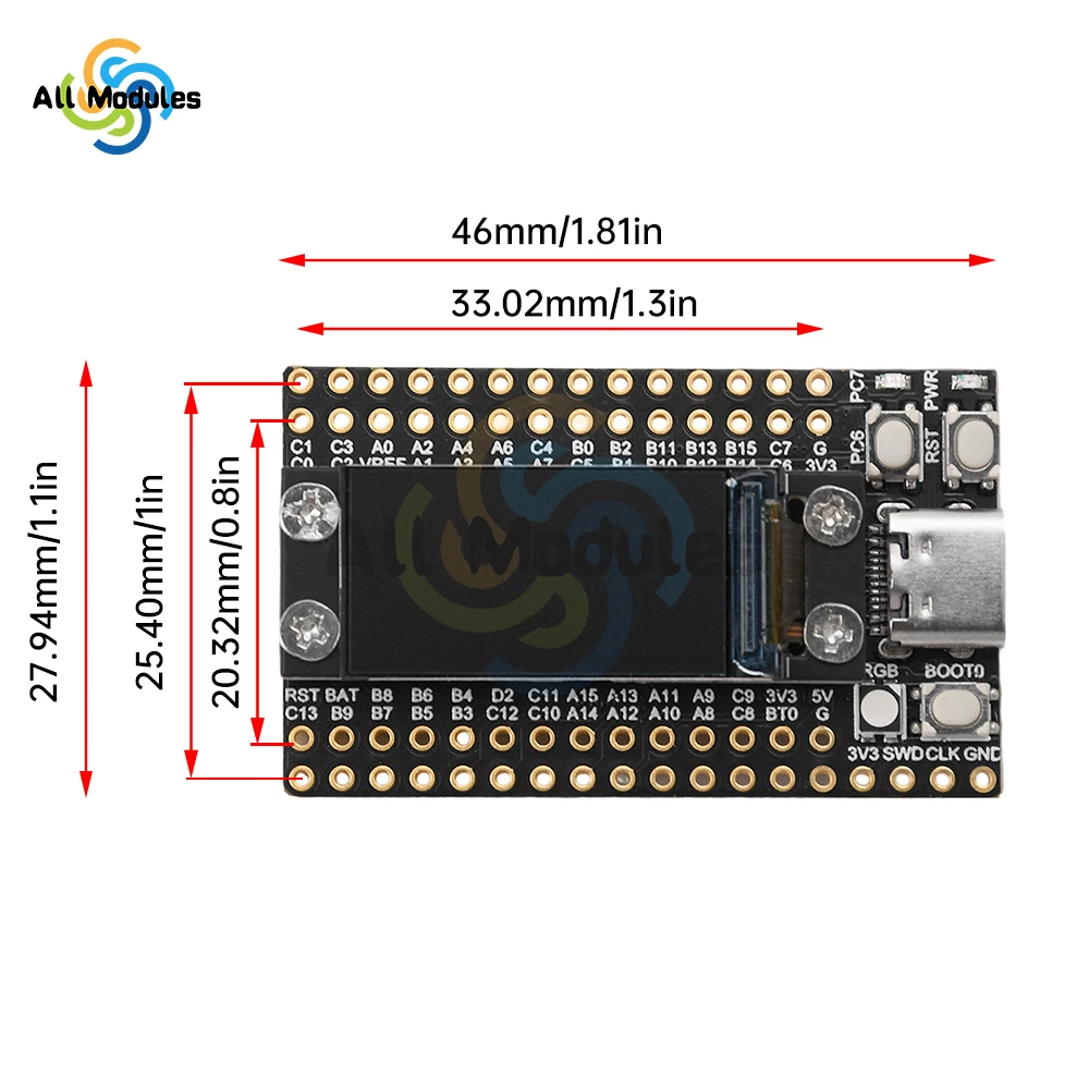 Мини-контроллер STM32F103RCT6 с ЖК-экраном 0 96 дюйма