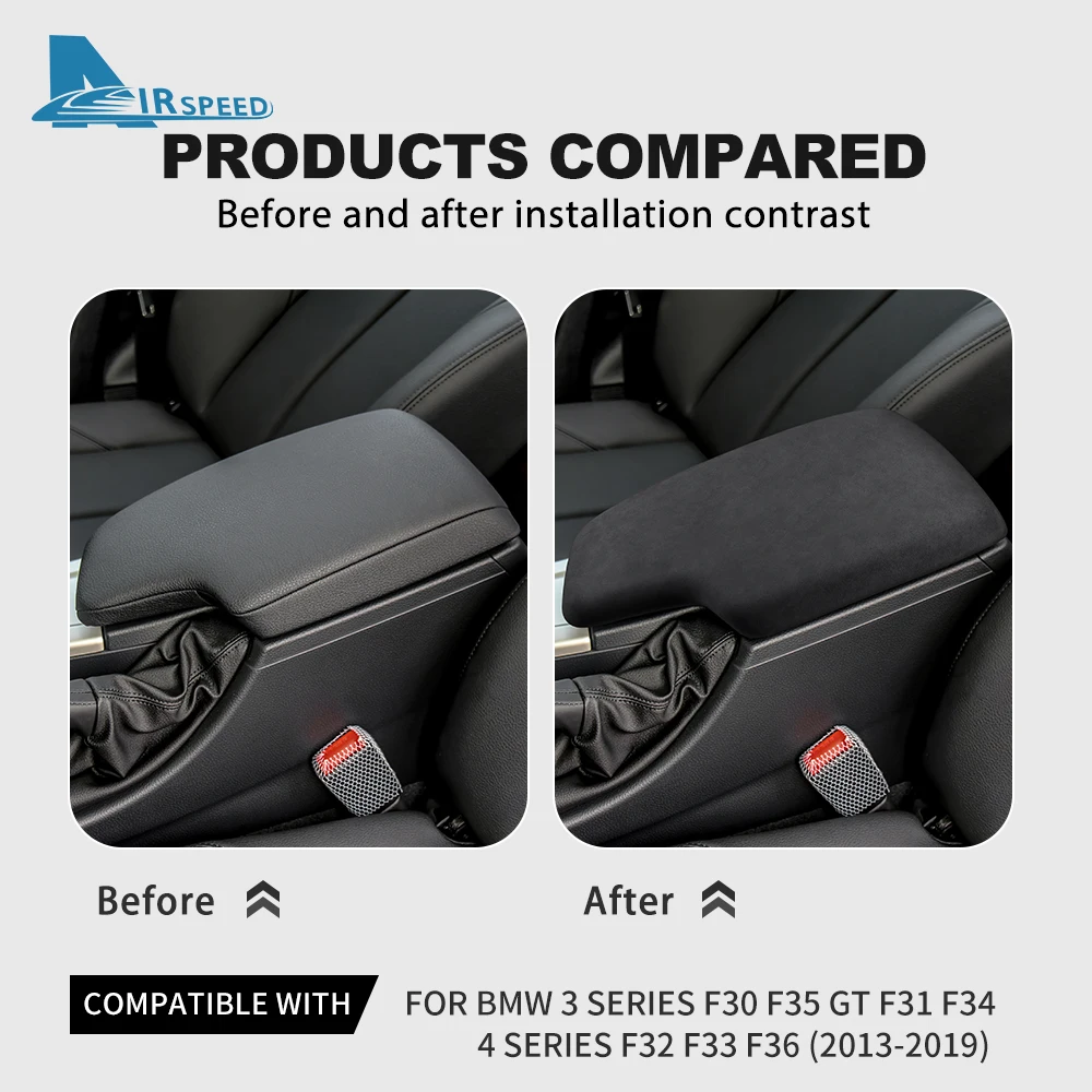 

LHD Car Center Console Armrest Mat Interior Accessories-Italy Super Suede Cover for BMW 3 4 Series F30 F32 F34 F36 2013-2019