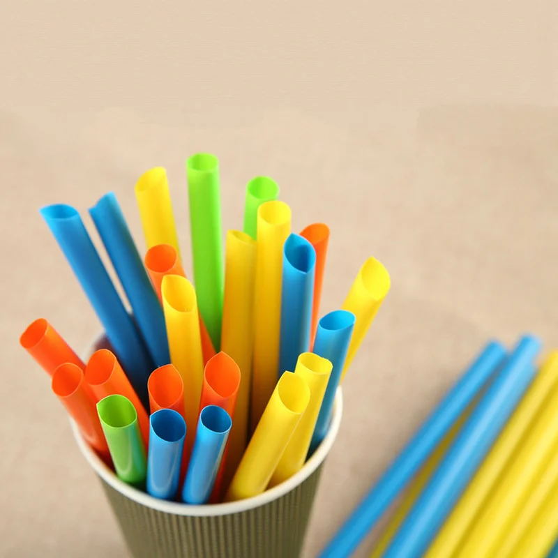 

100 шт. одноразовые соломинки, большие питьевые соломинки, Многоцветный Широкий молочный чай, пластиковые соломинки для сока, аксессуары для ...