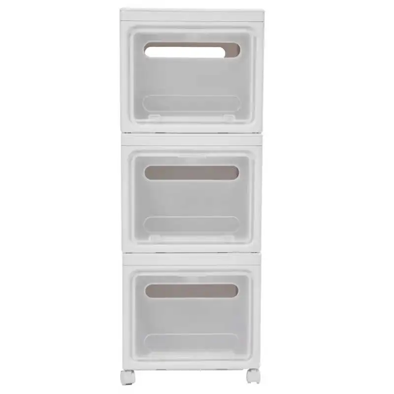 

3PCS Stackable Storage Bins Storage Box Containers Organizer with Movable Wheels for Kitchen Cabinet Closet