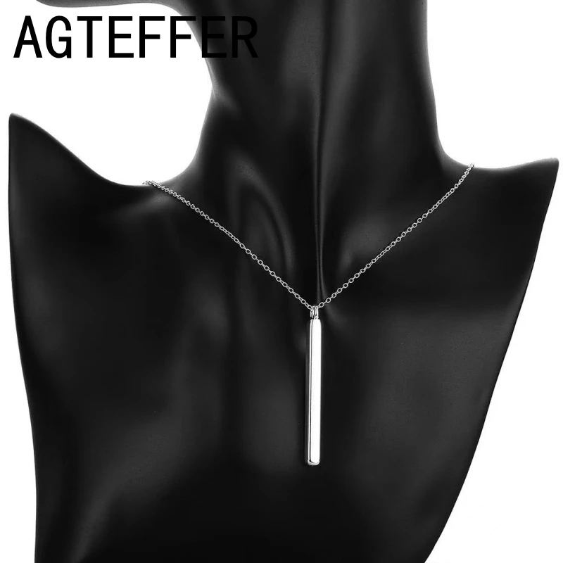 Женское ожерелье из серебра 925 пробы с квадратными стойками 16-24 дюйма