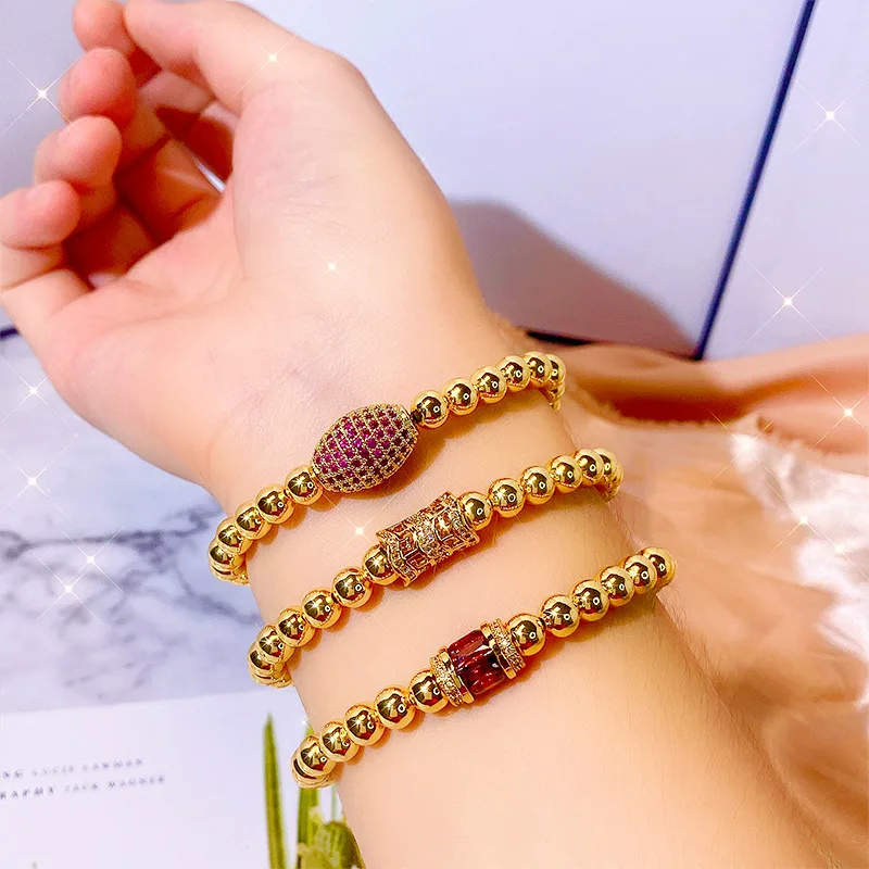 

Handmade Beaded gold-plated bracelet Jewelry Hard Bracelets Ladies For Women Men Bohemian Plated Bead New Birthday Couple Gifts