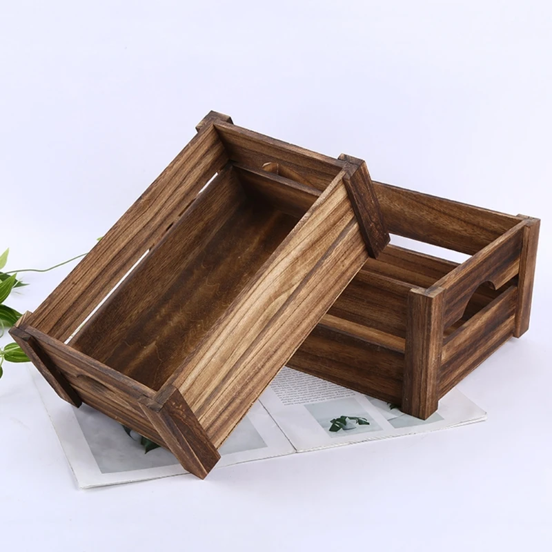

New Tray With Table Kitchen Handle Box Storage Home Bathroom Retro Wooden Desktop Decoration For Organizer
