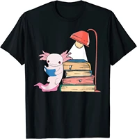 funny axolotl cute bookworm girls boys book reading axolotl t shirt