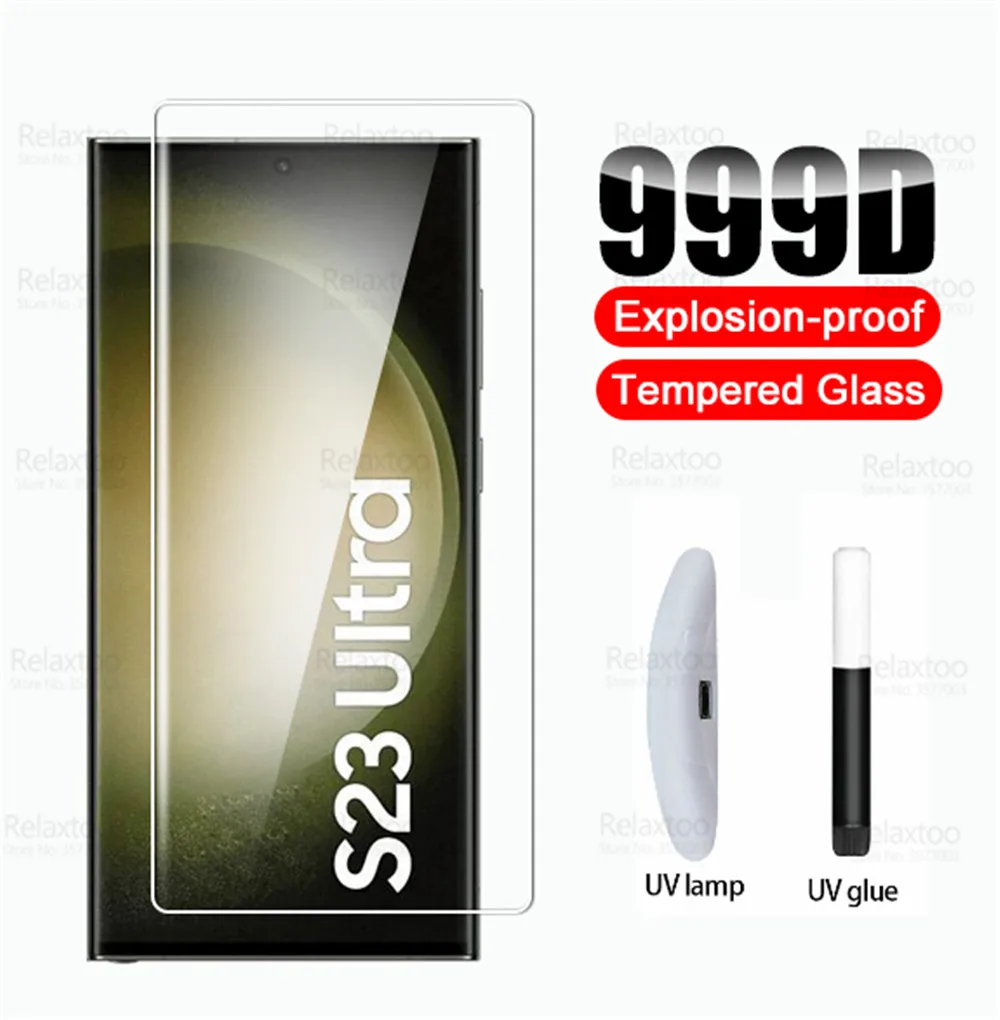 

Изогнутое закаленное УФ-стекло для Samsung Galaxy S23 Ultra 5G Samung S 23 Plus S23Ultra S23Plus, защита экрана, защитная пленка