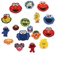 17pcs sesame street cartoon series applique for on sew repair child clothes ironing embroidered patches hat jeans sticker decor