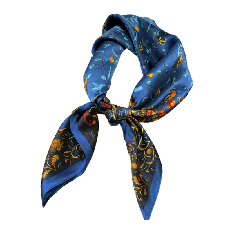 100% натуральный шелковый шарф модный цветочный женский носовой платок с принтом