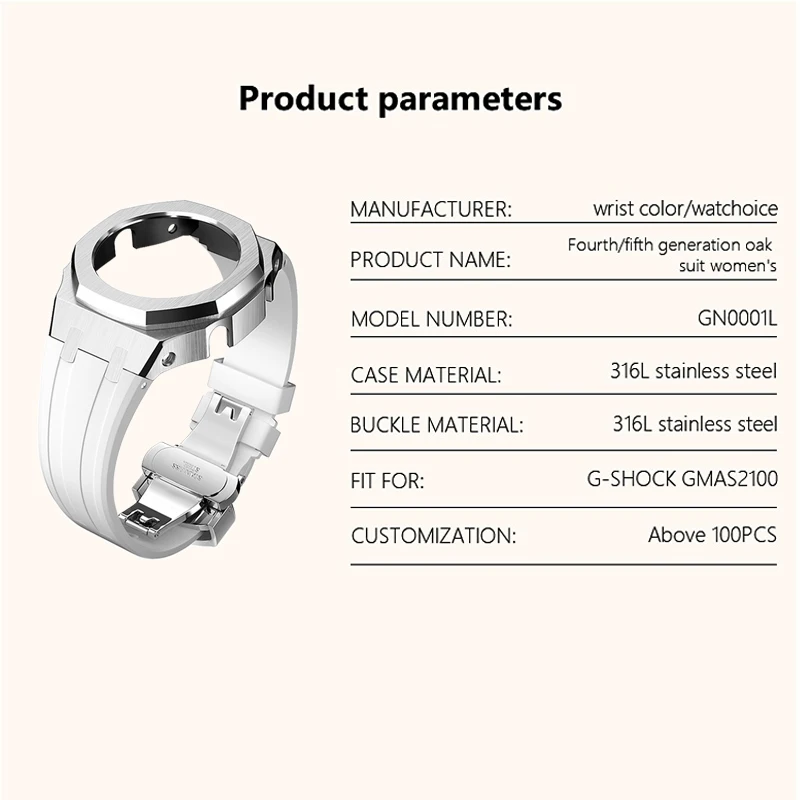 Luxury Casioak GMAS2100 Mod Kit Gen4 Stainless Steel Strap Case Modified Watch Case Bezel For G-Shock GMA-S2100 Replacement
