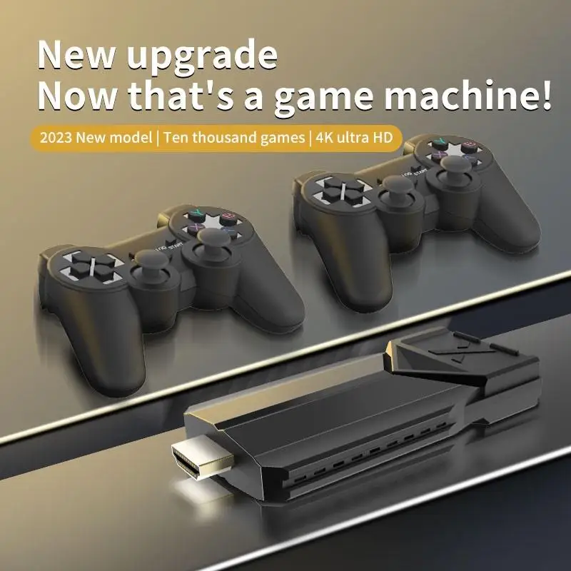 

2023 New Game Console With Two Control Handles, 4K High-definition 2.4G Wireless Game Box And Over 15000 Games,32G/64G TVbox