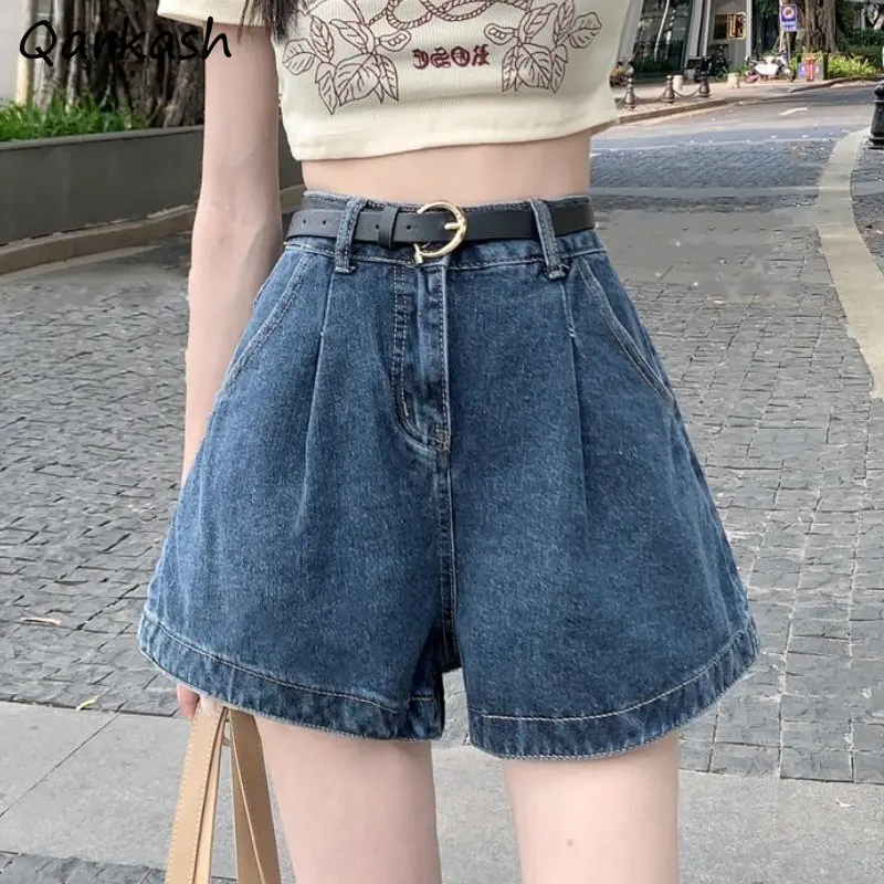 

Женские джинсовые шорты, Женская объемная уличная одежда с высокой талией, простая Винтажная летняя Молодежная универсальная модная одежда в стиле Харадзюку, 2023