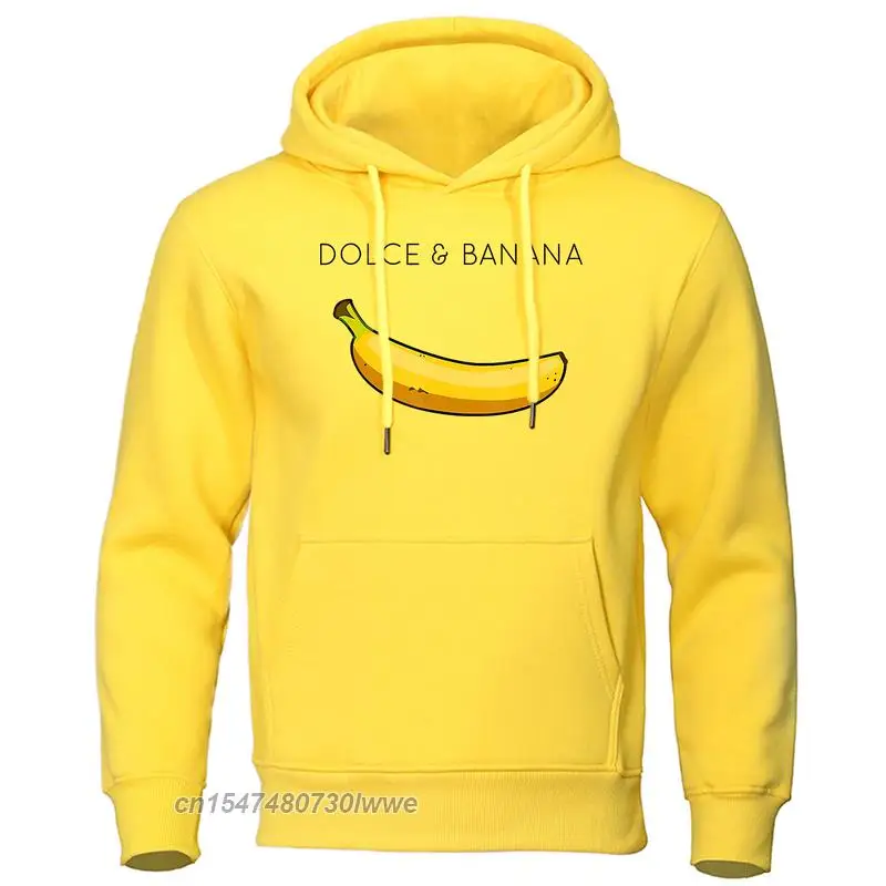 

Dolce & Banana Printing Men's Sweatshirt Fashion Casual Hoodies Autumn Loose Pullover Tops Pocket Warm Sportswear Male