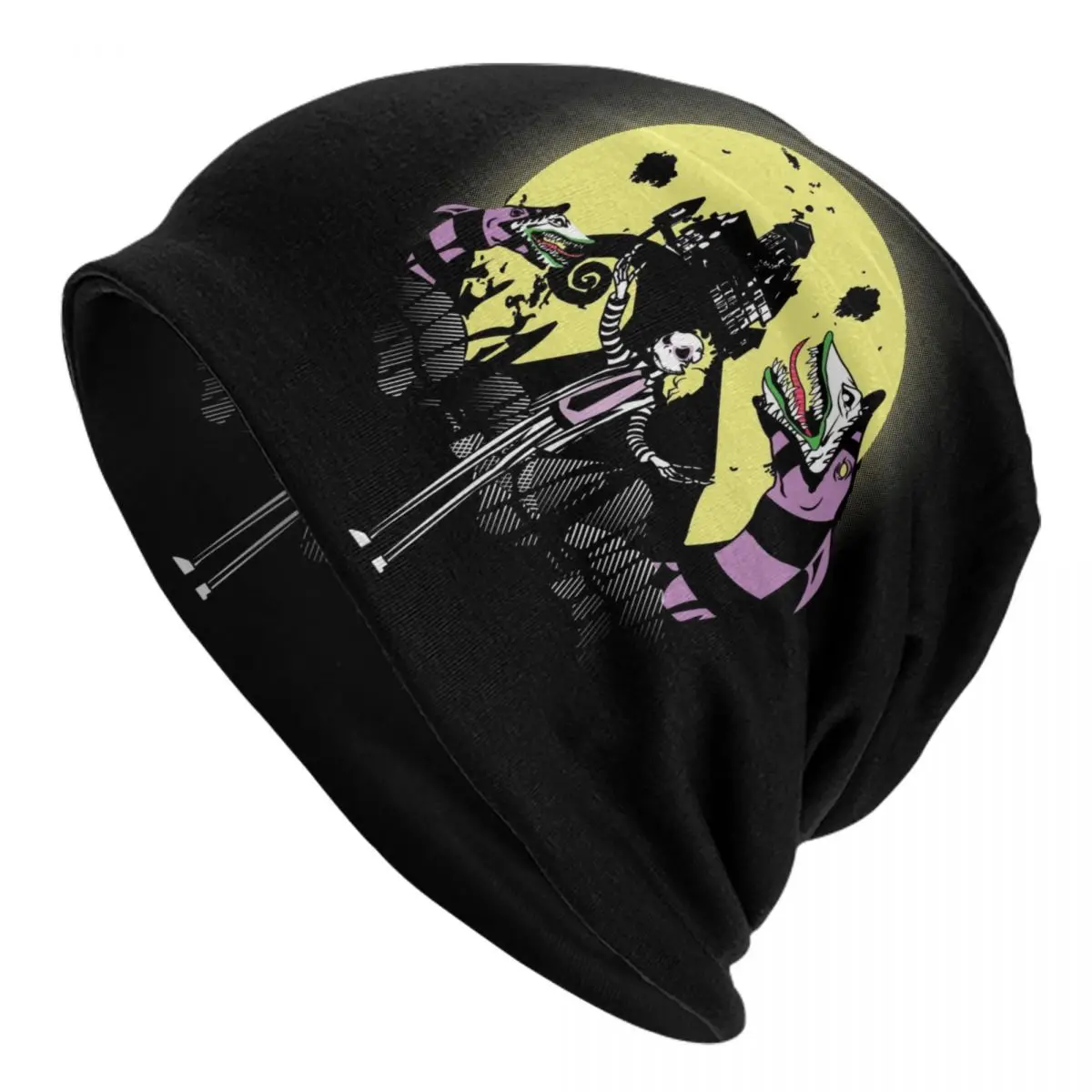 

Retro Vintage Beetlejuice Skullies Beanies Caps Fashion Winter Knitting Hat Adult Unisex Tim Burton Halloween Movie Bonnet Hats