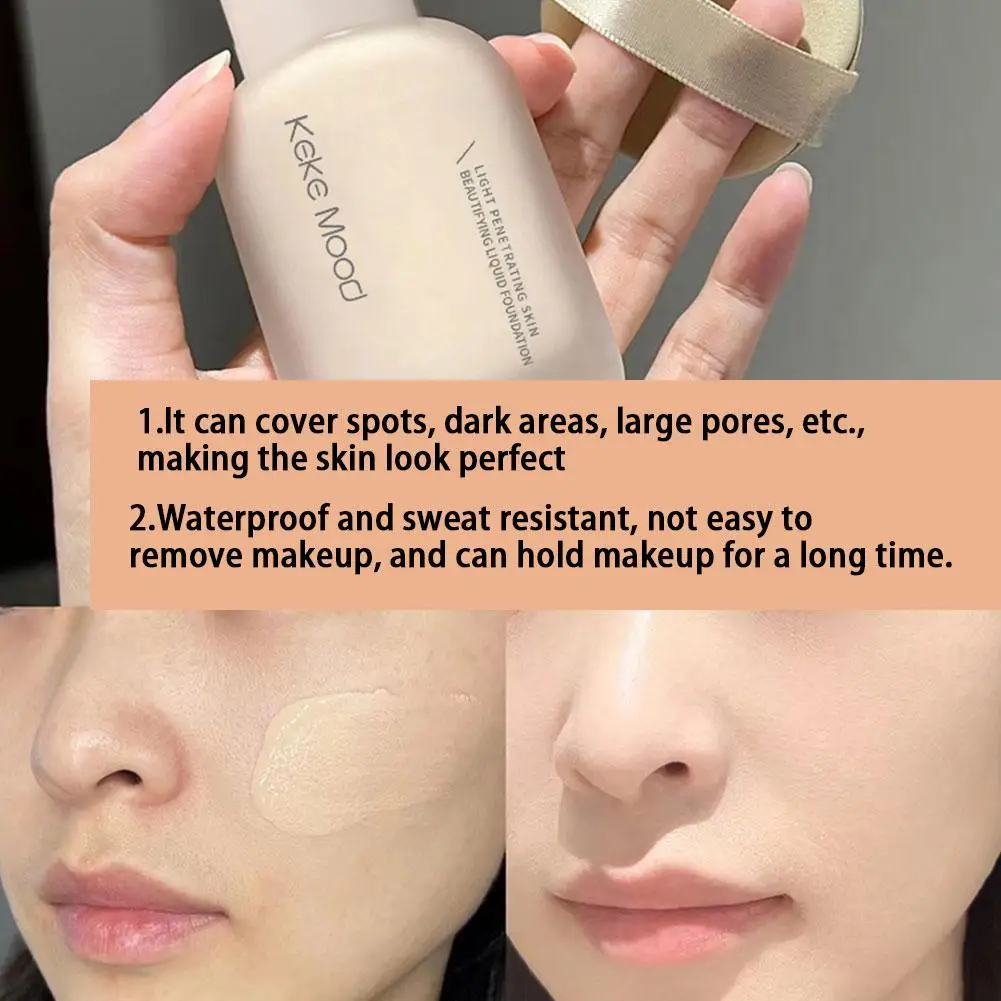 

Liquid Foundation 40ml Light Breathable Brighten Skin Control Face Cream Base Dark Cover Moisturizing Oil Circles Cosmetics W7O6