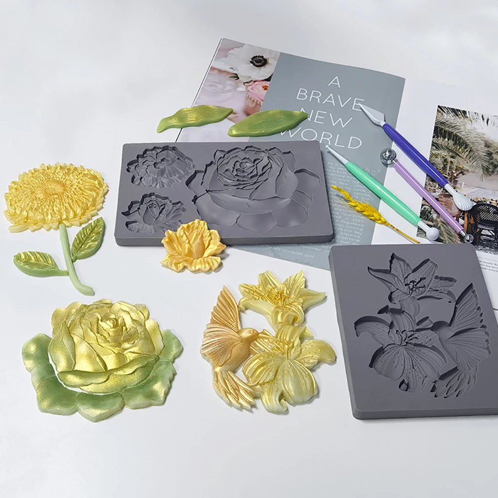 

Flower Pattern Leaf Silicone Mold Kitchen Accessories Baking Tools Decorative Function DIY Chocolate Cake Clay Lace Resin Mold