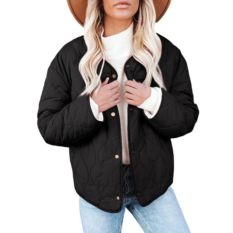 Simple Solid Colors Casual Commute Warm Coats Women O-Neck Wear on Both Sides Zipper Parkas Autumn Winter Loose Leisure Jackets