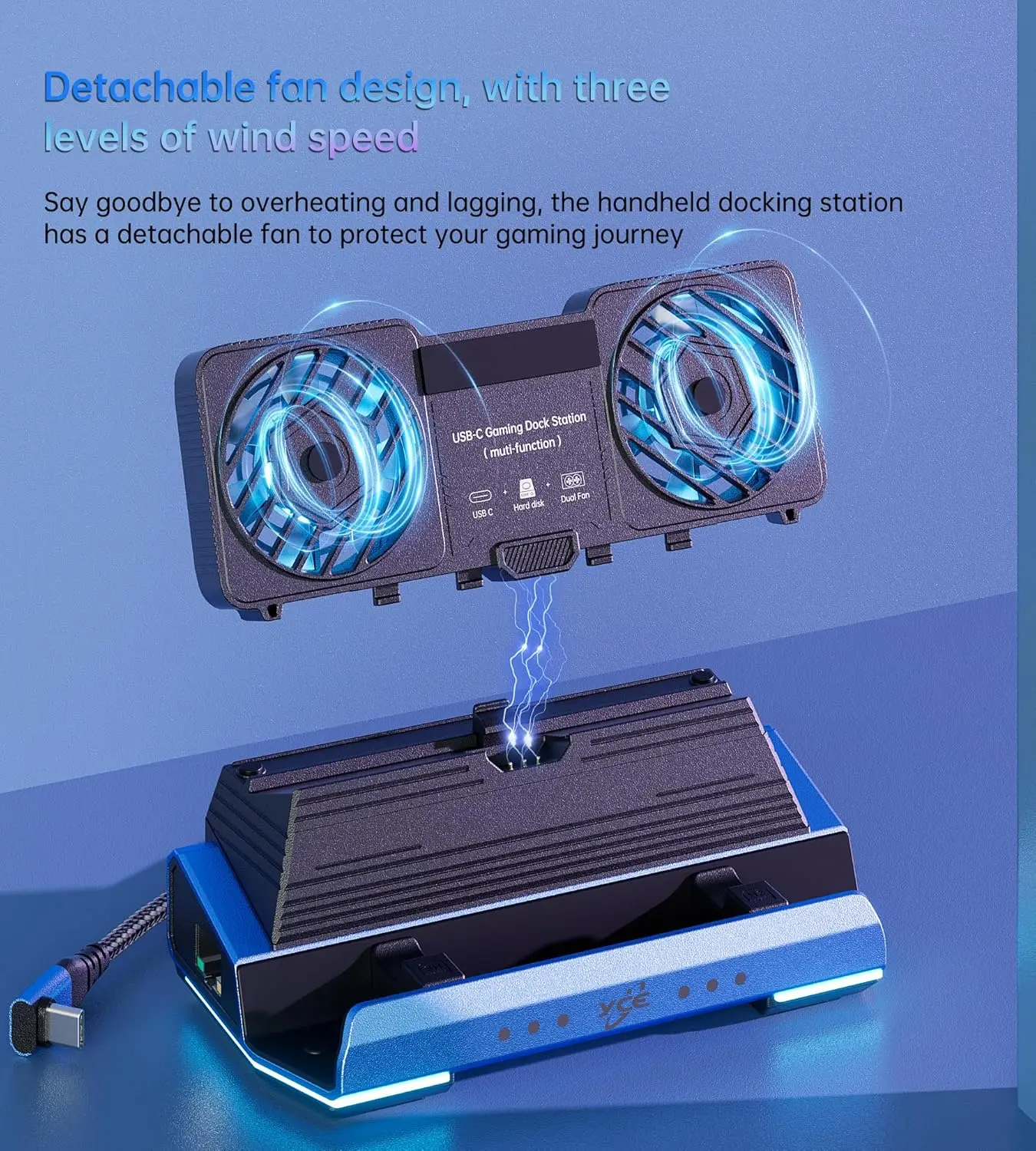 Док-станция 13 в 1 для Steam Deck OLED двойной вентилятор охлаждения корпус M.2 NVMe 4K при 60 Гц