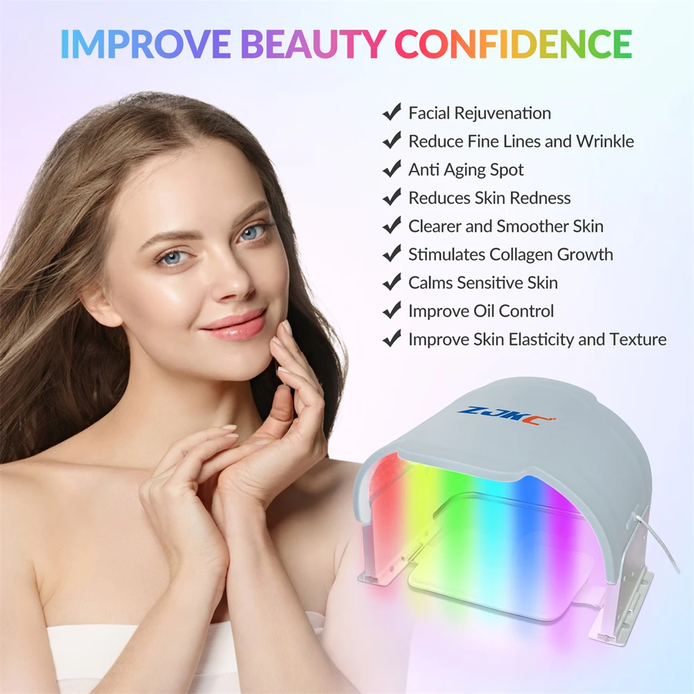 ZJKC 990 шт. силиконовая лампа для фототерапии лица 7 цветов светодиодная