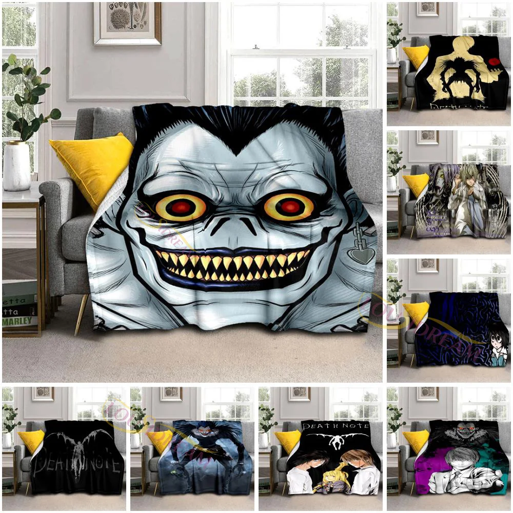 

3D Print Death Note Blanket Flannel Plush Throw Blanket Horror Series Fuzzy Soft Blanket Microfiber for Couch Sofa Bed