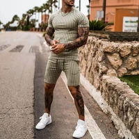 mens sets summer short sleeve t shirt suit fashion 2 piece tracksuit male casual retro printed t shirt high quality sportwear