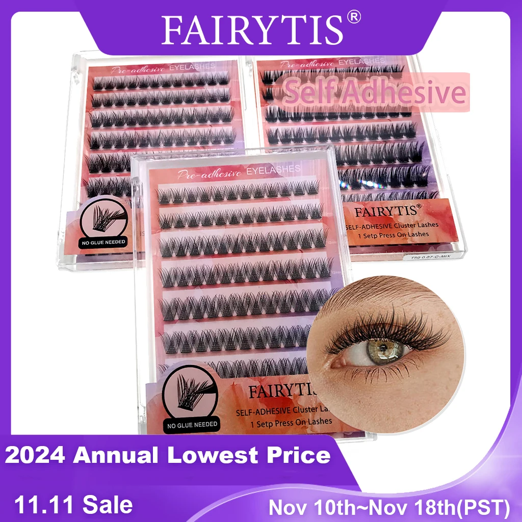 Самоклеящиеся ресницы FAIRYTIS 96 шт. 1 шаг сделай сам смешанные предварительно