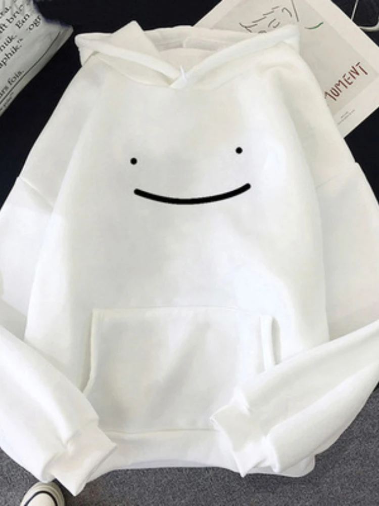 2022 Spring Autumn Loose Long Sleeve Y2k Solid Color Simplicity Smiling Face Hoodie Large Size Free Shipping Women's Pullover