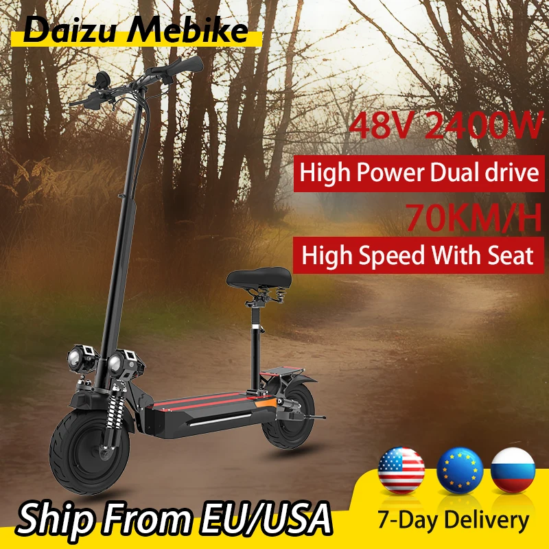 

2400w Adult Electro Scooter Foldable E-scooter Anti-slip Deck Folding Grips Handlebar Adjusts to Three Heights Electric Scooter