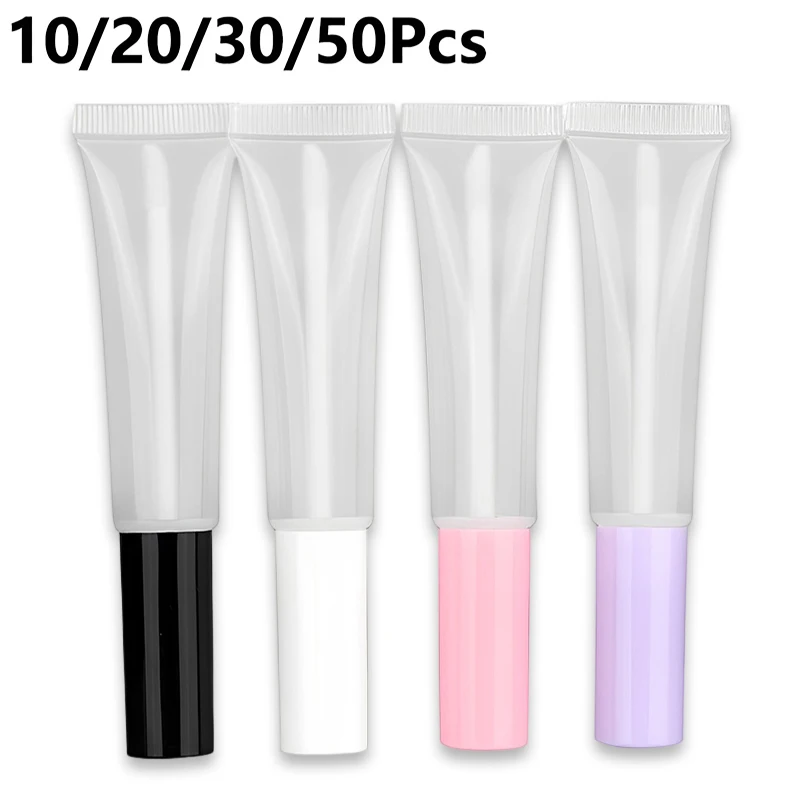 

10/20/30/50Pcs 15ml Empty Lip Gloss Tube With Lipstick Wand Refillable Lip Balm Container Travel Portable Plastic Squeeze Bottle