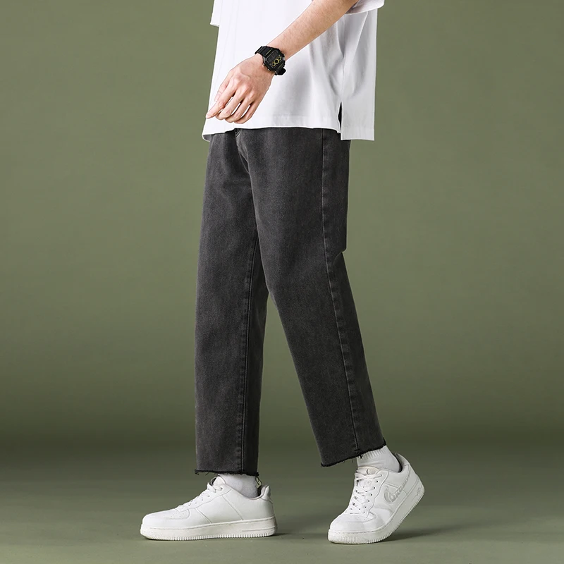 Spring/Summer Straight Jeans Men Fashion Retro Casual Wide Leg Jeans Men Streetwear Loose Hip Hop Denim Pants Mens Trousers